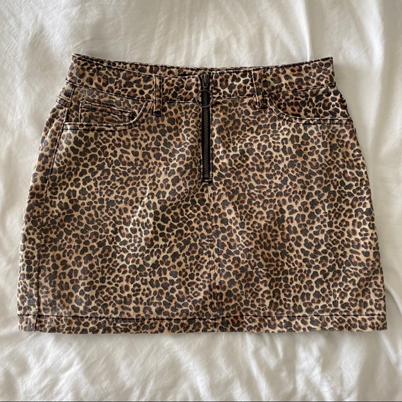 BDG Dresses & Skirts - BDG Leopard Denim Mini Skirt